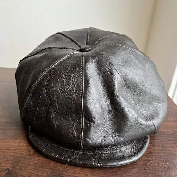 The Real McCoy horsehide Leather Newsboy Cap - Picture 3 of 14